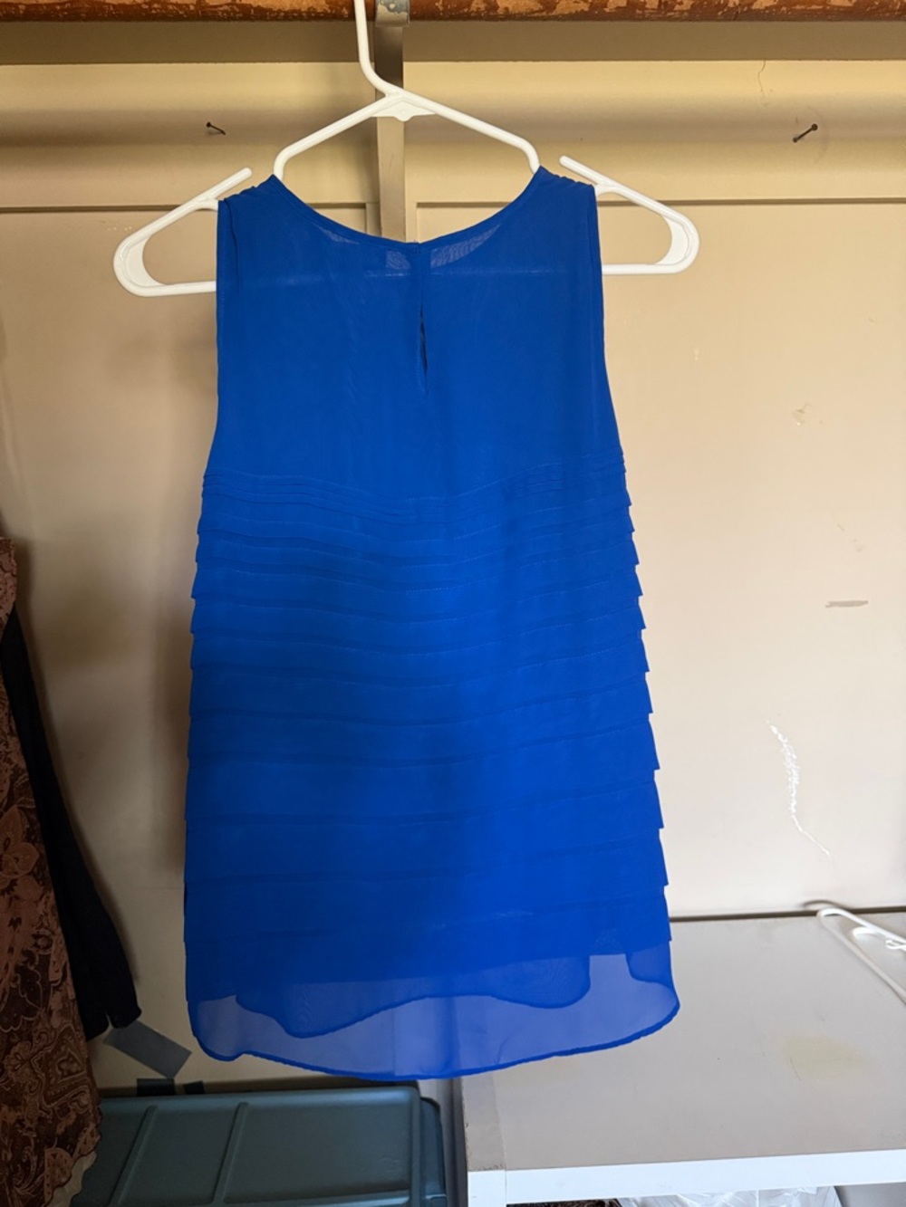 Vince Camuto Royal Blue Layered Chiffon Tank - Picture 3 of 4